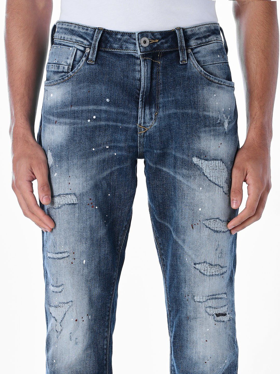 Clark Bootcut Low-Rise Highly Distressed Light Fade Stretchable Jeans