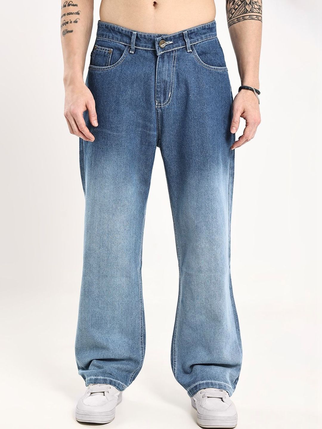 Hence Men Loose Mid-Rise Heavy Fade Jeans