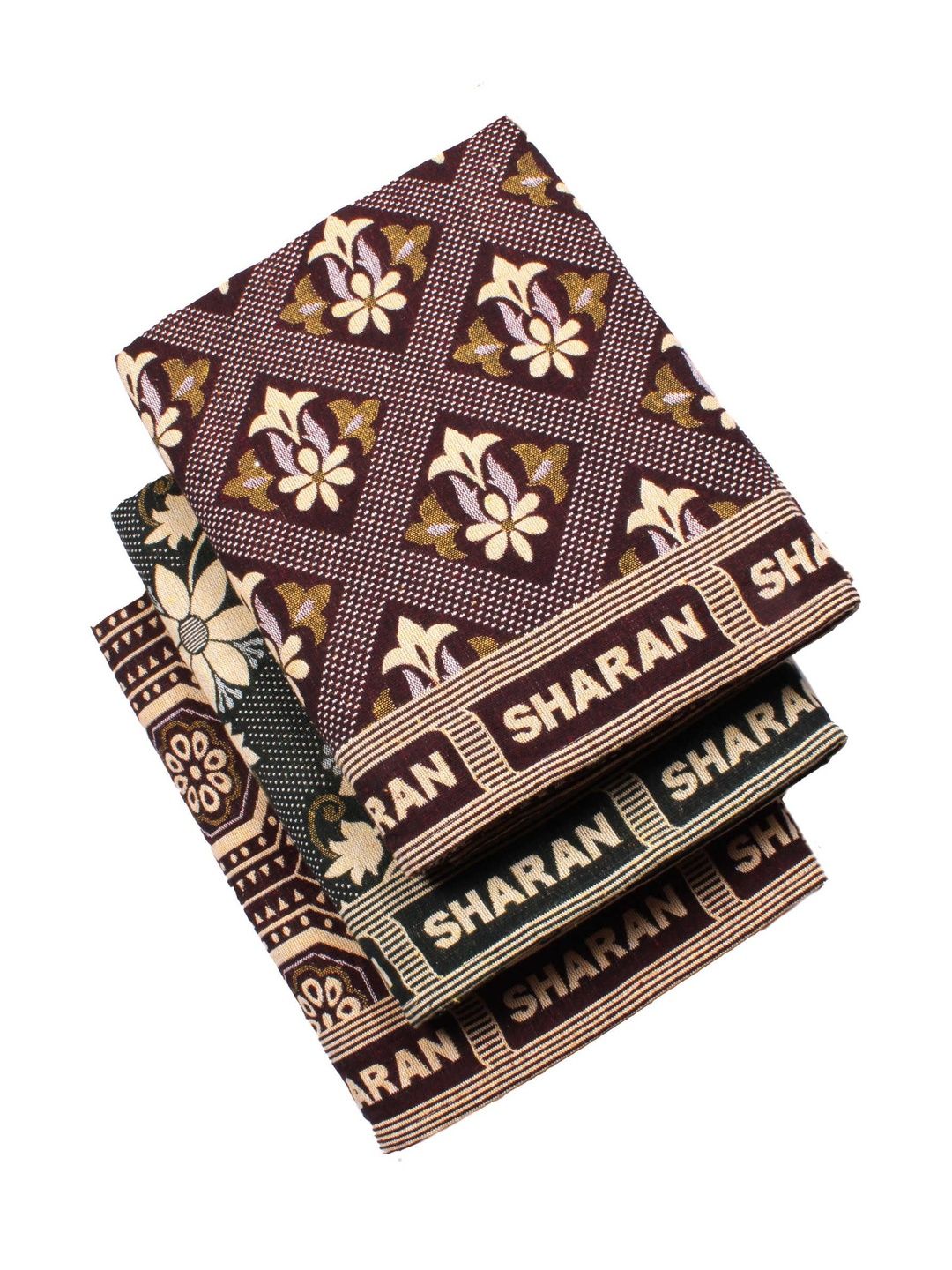 Tharunsha Elite Maroon & Brown Set of 3 Floral AC Room 300 GSM Blanket