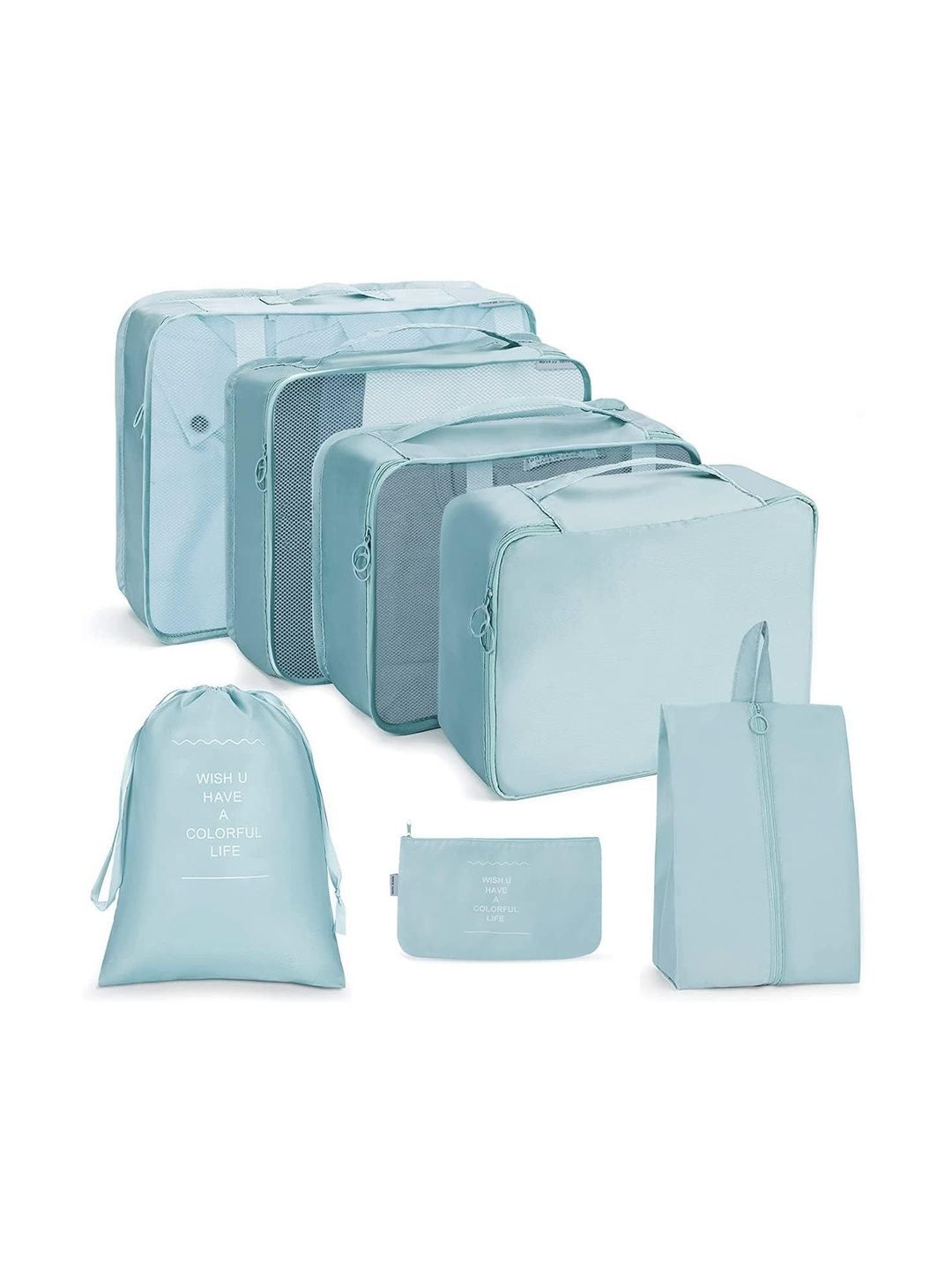 Firstseen Blue 7 Pieces Reusable Multi-Utility Travel Luggage Organisers Packing Bags
