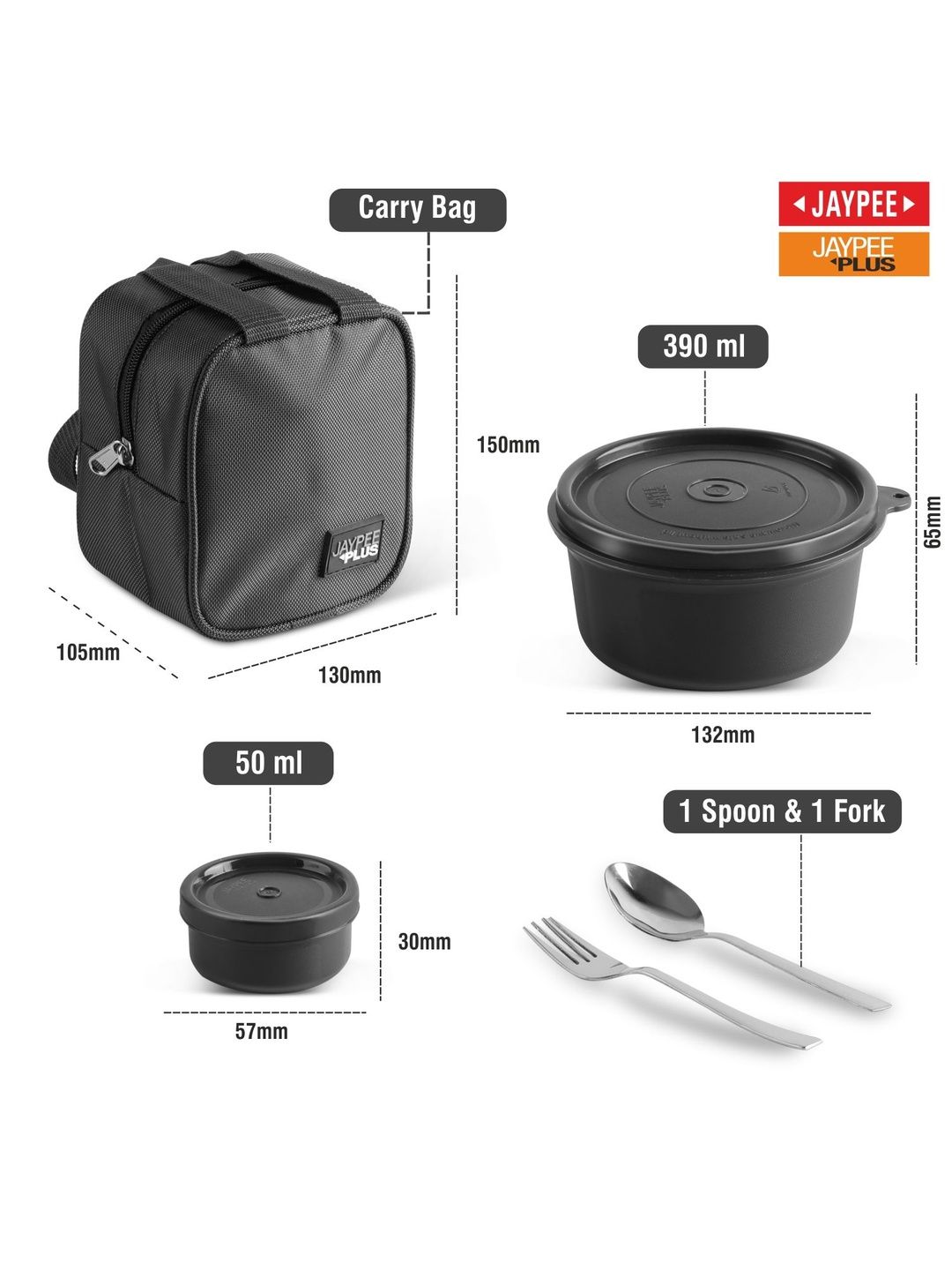 Buy JAYPEE Plus Homebytes Black 3 Containers Steel Lunch Box with