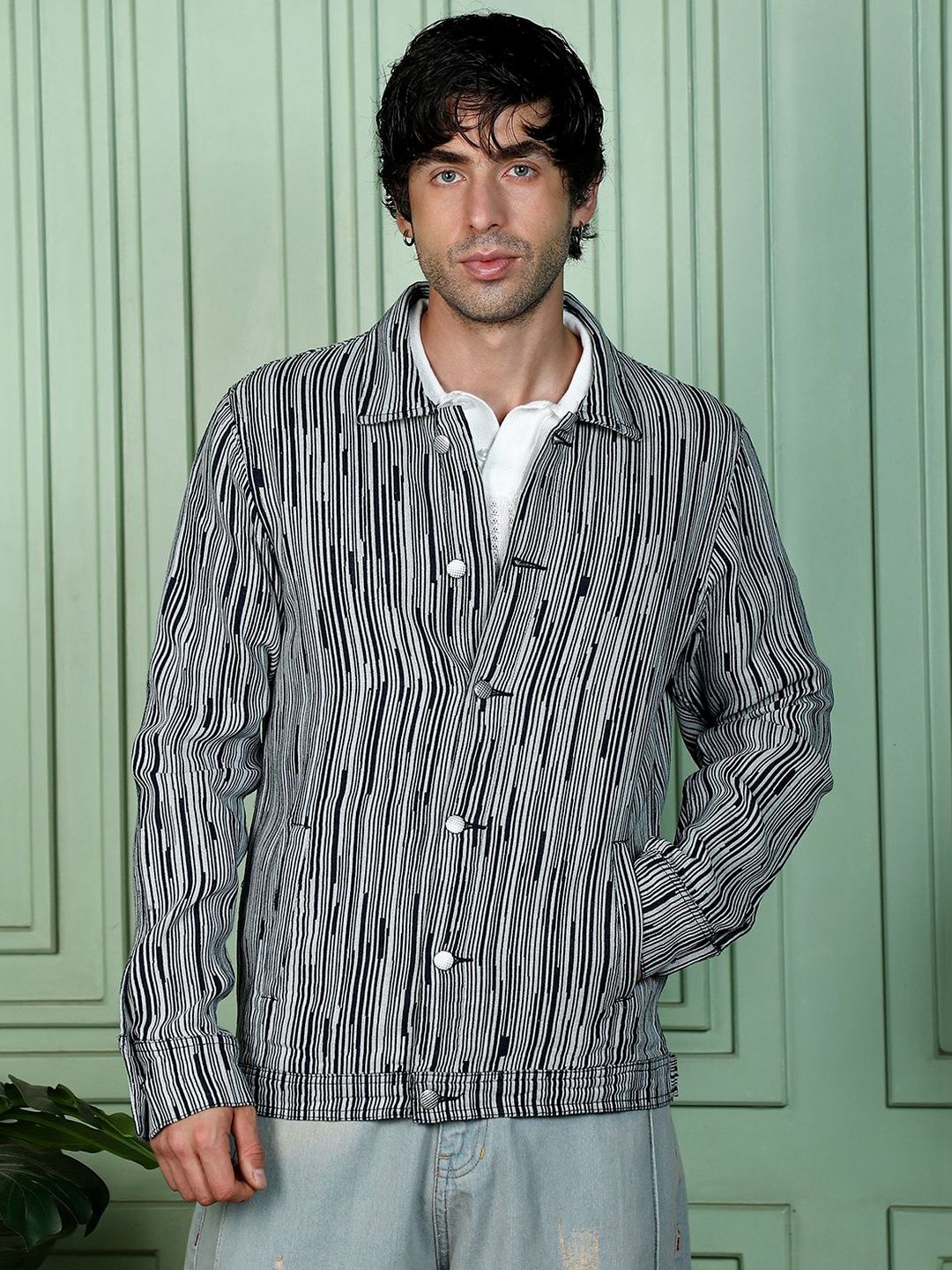 CAHOOT Men Striped Lightweight Bomber Jacket