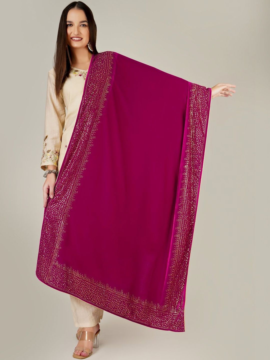 A R SILK DUPATTA HUB Velvet Dupatta with Mukaish