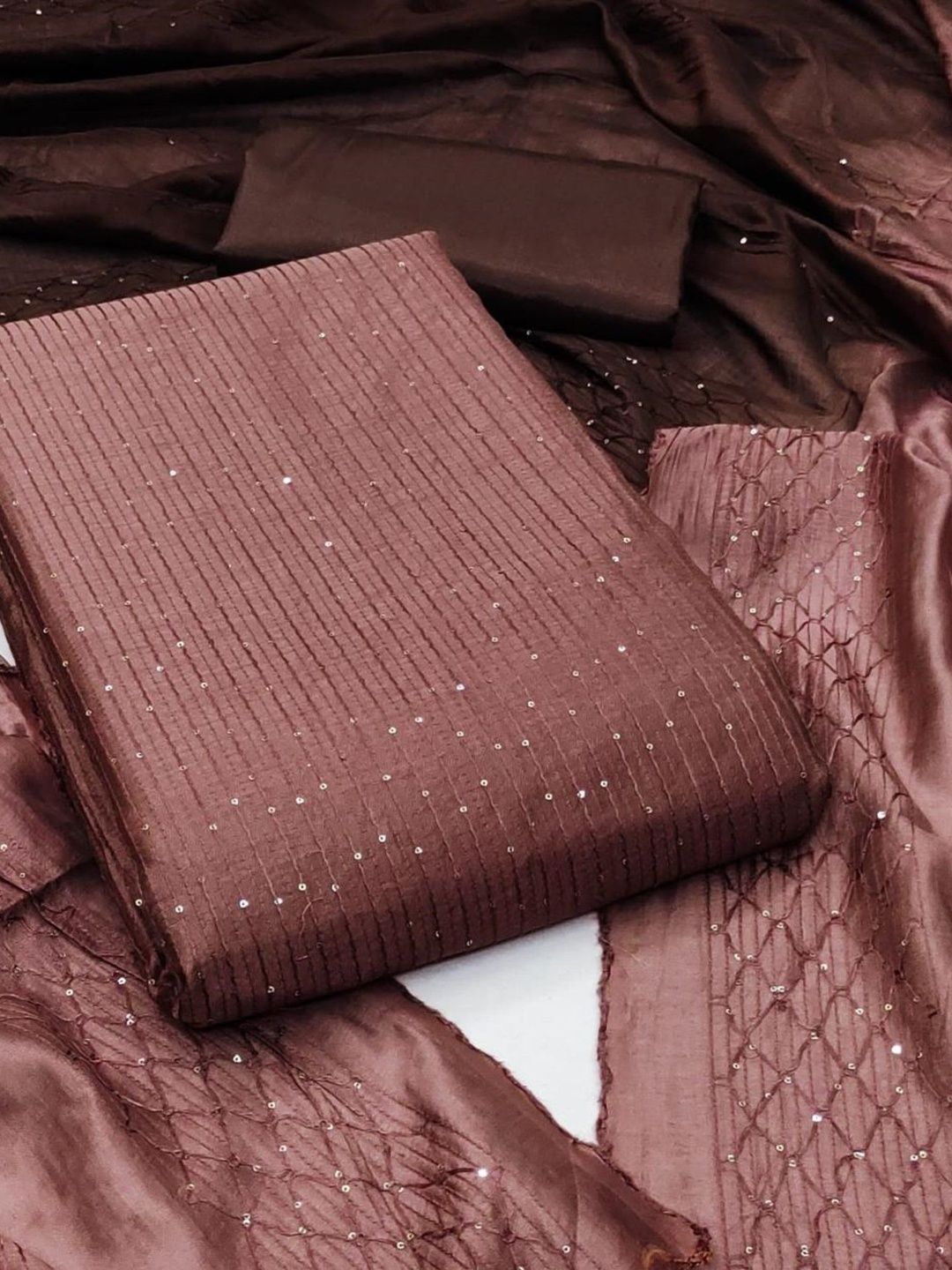 KALINI Embellished Satin Unstitched Dress Material