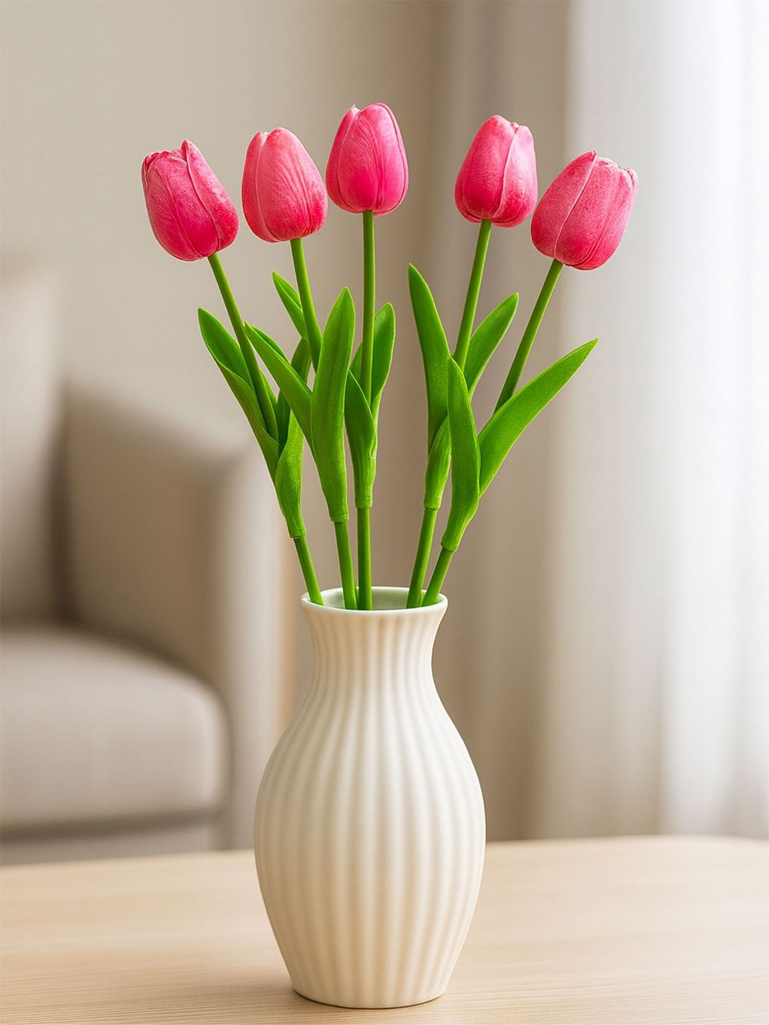 ARTSY ARTSY Pink 5 Pieces Tulip Artificial Flowers