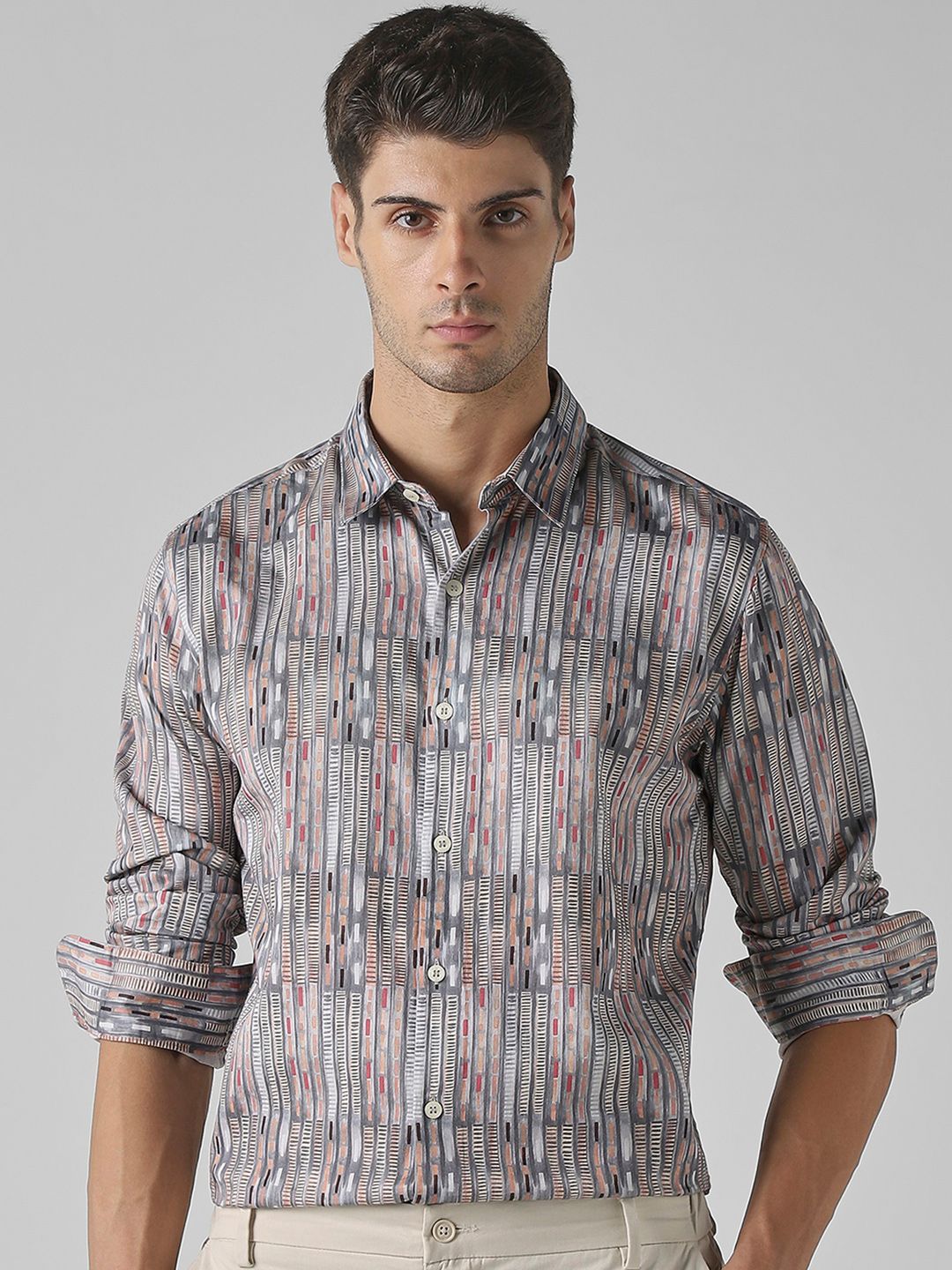 Mufti Mufti Men Spread Collar Abstract Printed Cotton Slim Fit Casual Shirt
