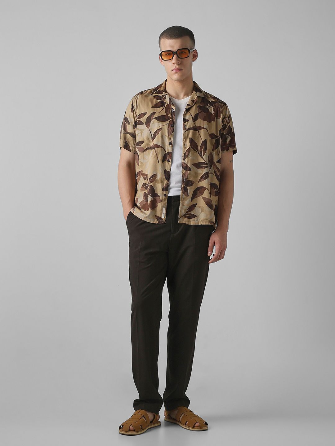 Mufti Men Cuban Collar Floral Printed Cotton Casual Shirt