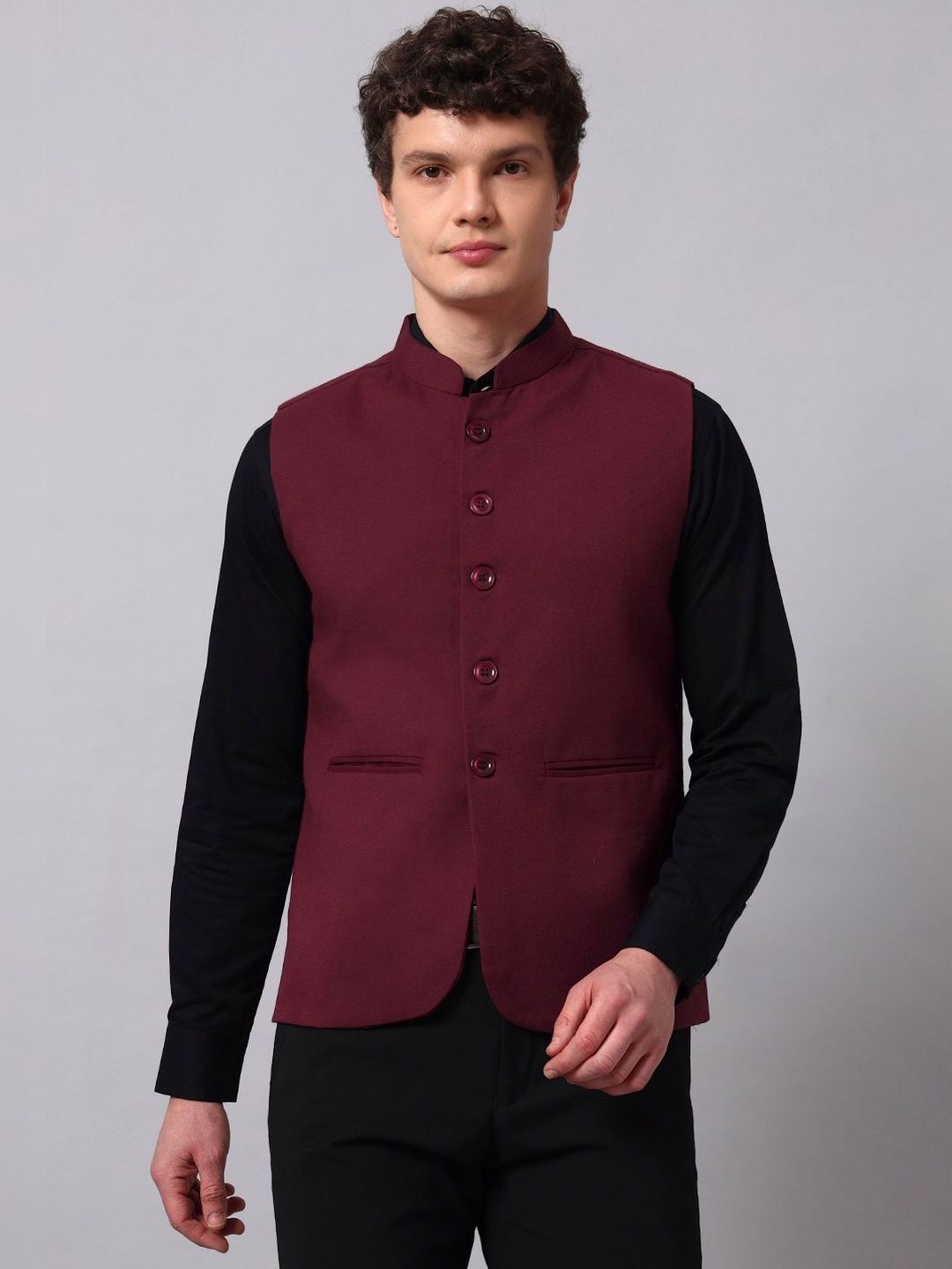 NATURE CRAFT Woven Nehru Jackets