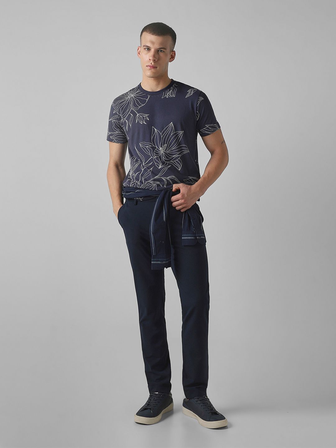 Mufti Men Printed Raw Edge Slim Fit T-shirt
