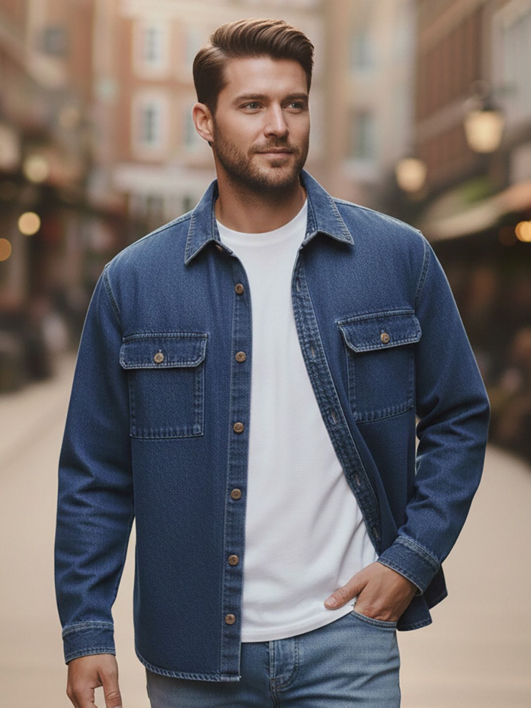 GENZILOOKS Men Woollen Denim Jacket