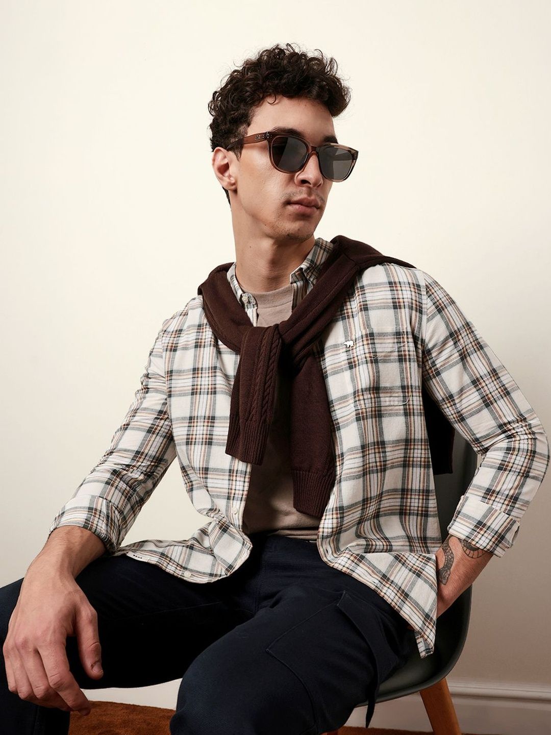 THE BEAR HOUSE Men Slim Fit Checked Casual Shirt