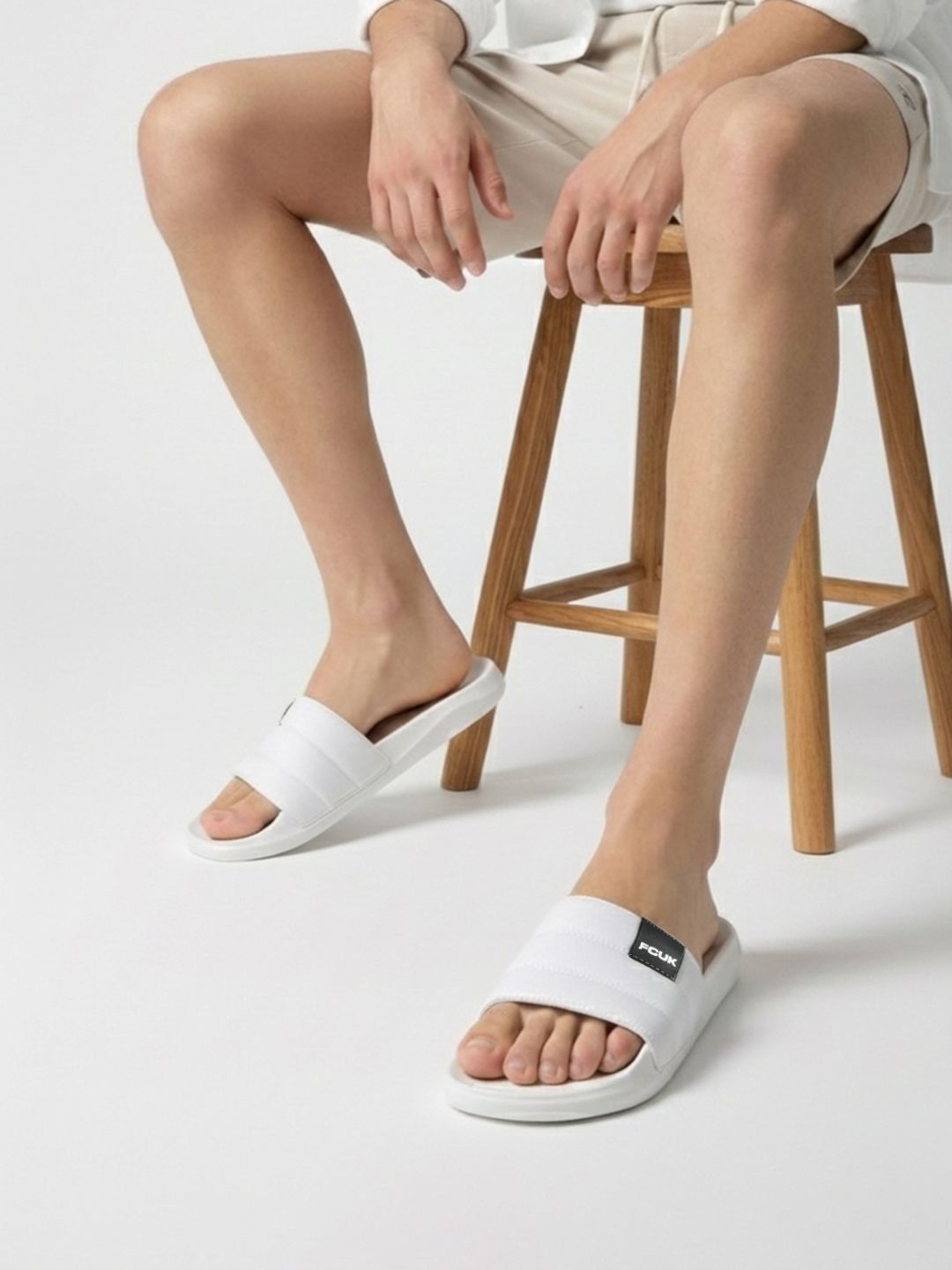 FCUK Men Quilted Self Design Sliders