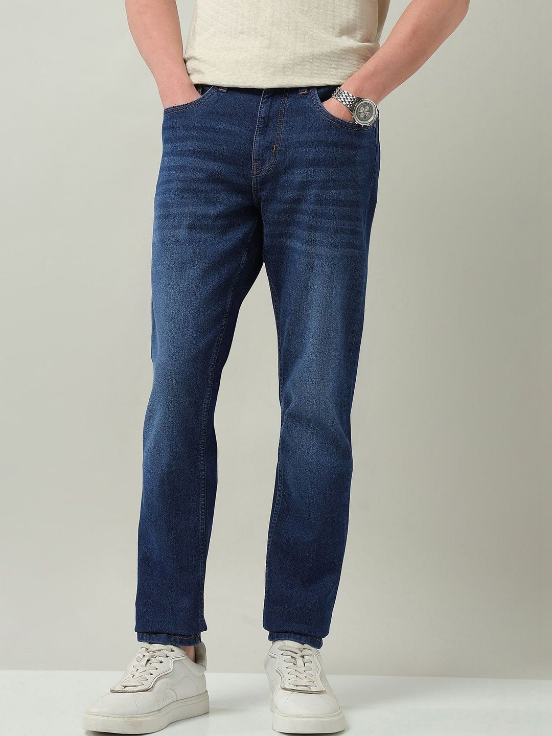 AD By Arvind Men Slim Fit Mid-Rise Light Fade Jeans