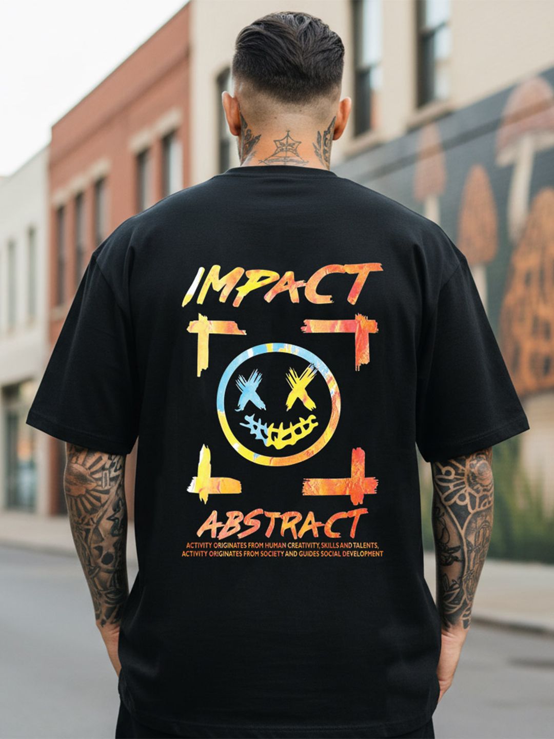 LONDON STREETS Men Printed Drop-Shoulder Sleeves T-shirt