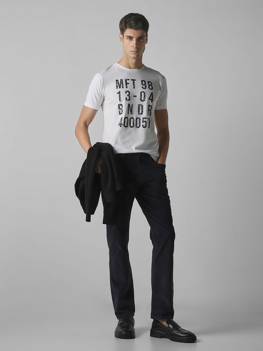 Mufti Slim Fit Typography Printed Cotton Casual T-shirt