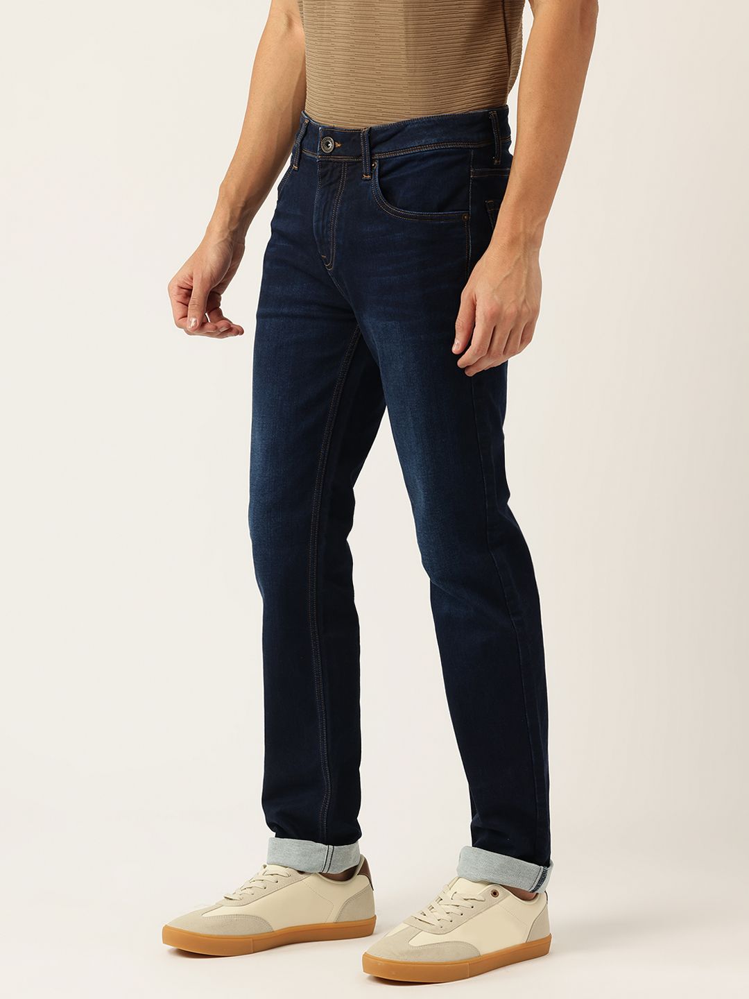 Integriti Men Smart Slim Fit Mid-Rise Light Fade Stretchable Jeans