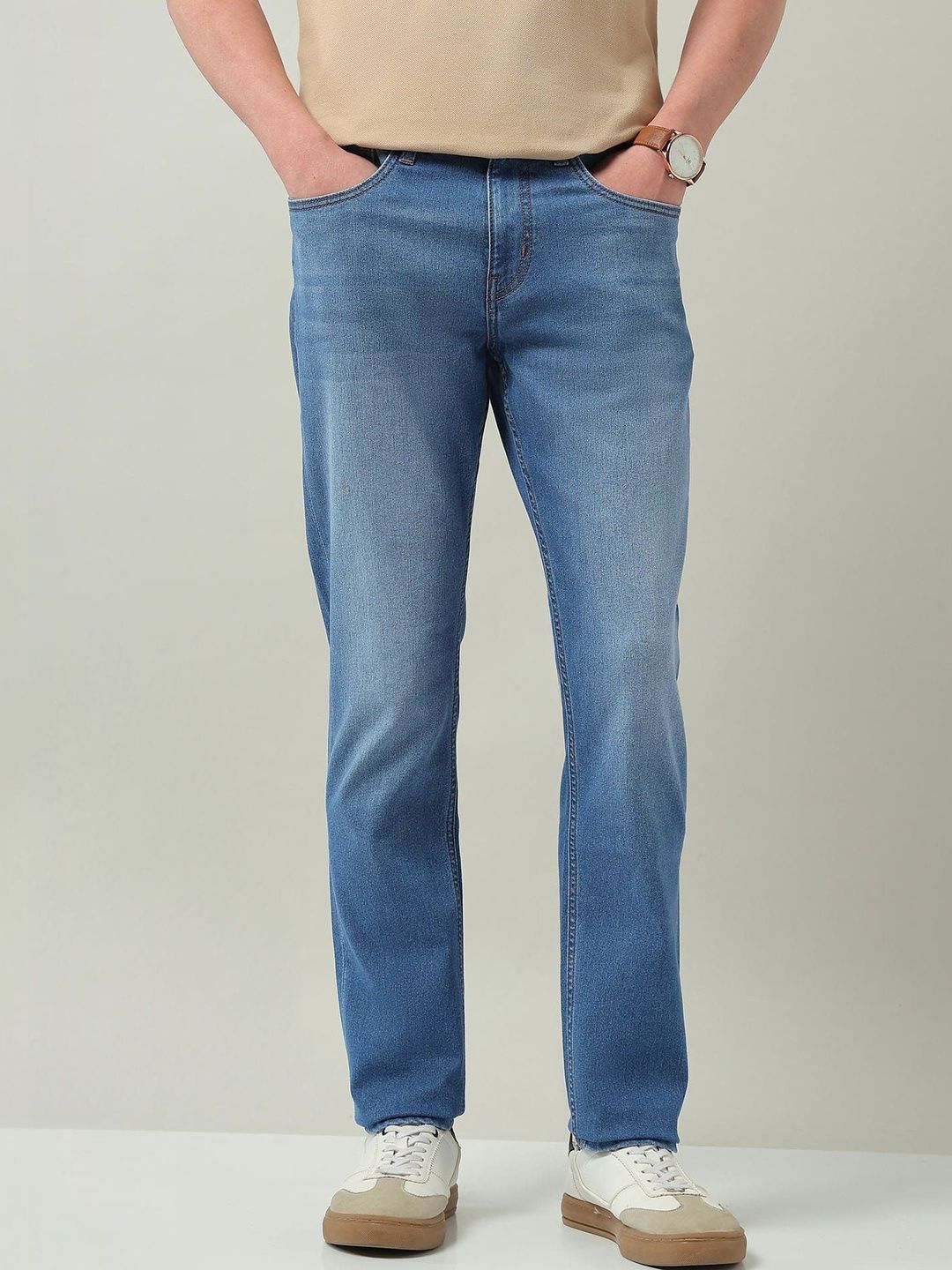 AD By Arvind Men Slim Fit Mid-Rise Light Fade Jeans