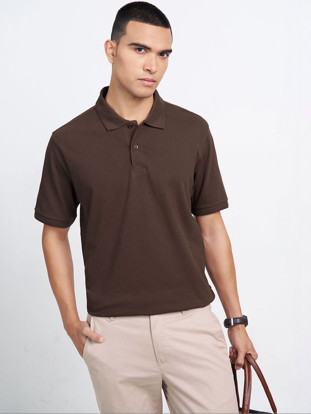 Peregrine by Pantaloons Men Polo Collar T-shirt