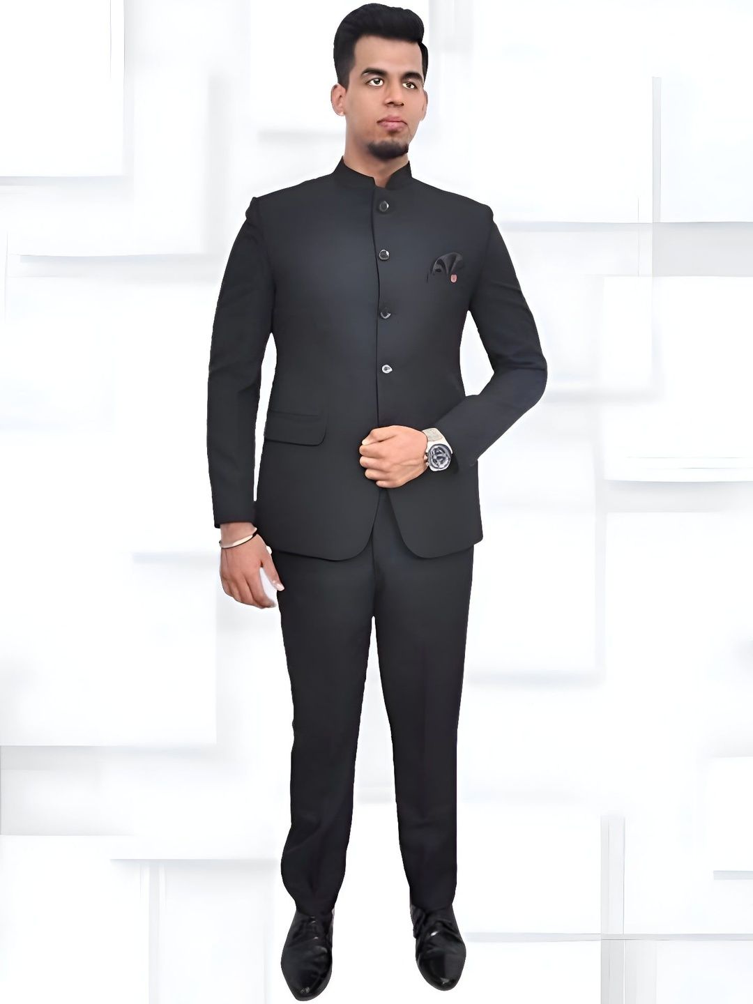 RISANI Mandarin Collar Bandhgala Jodhpuri 2 Piece Suit