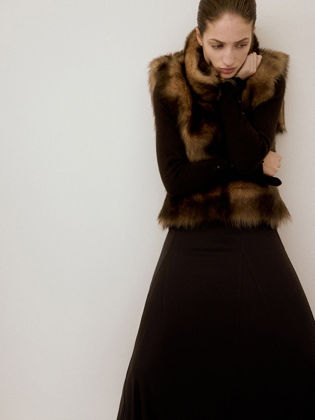 Godets Detail Flared Maxi Skirt