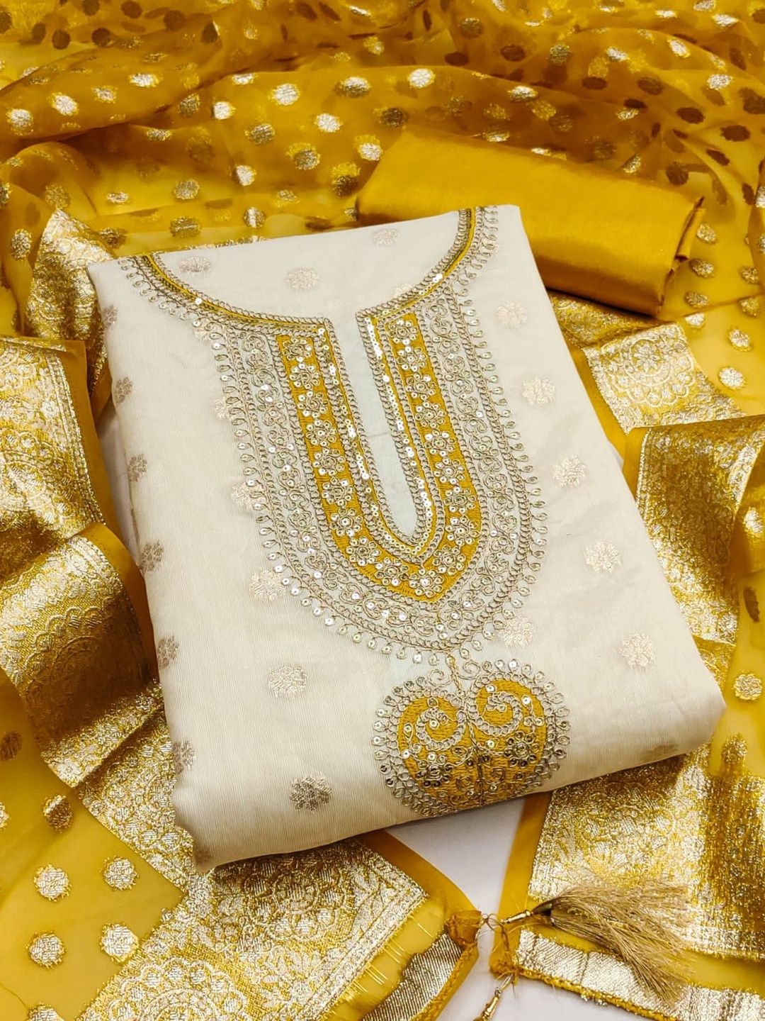 KALINI Embroidered Unstitched Dress Material