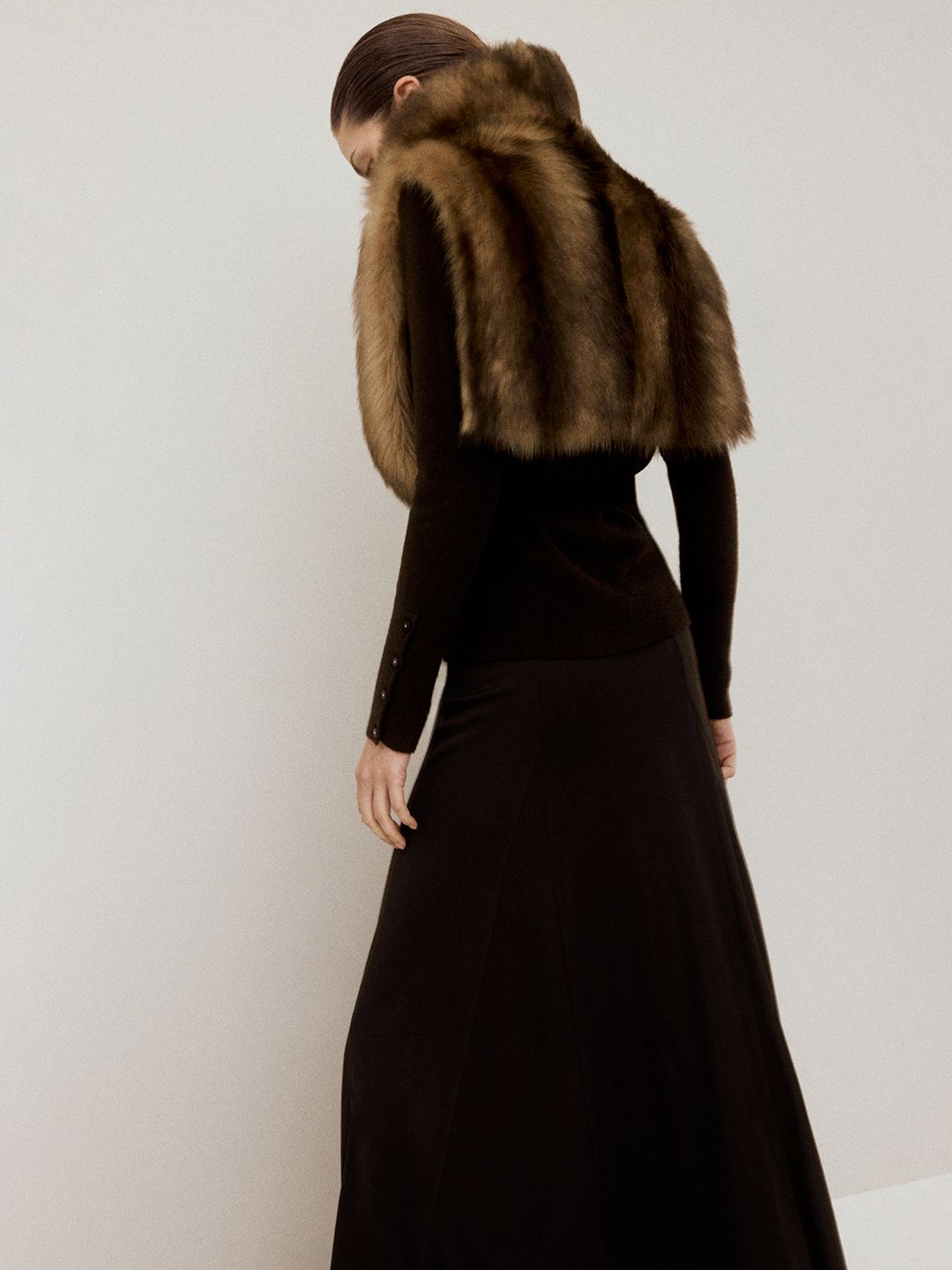 Godets Detail Flared Maxi Skirt