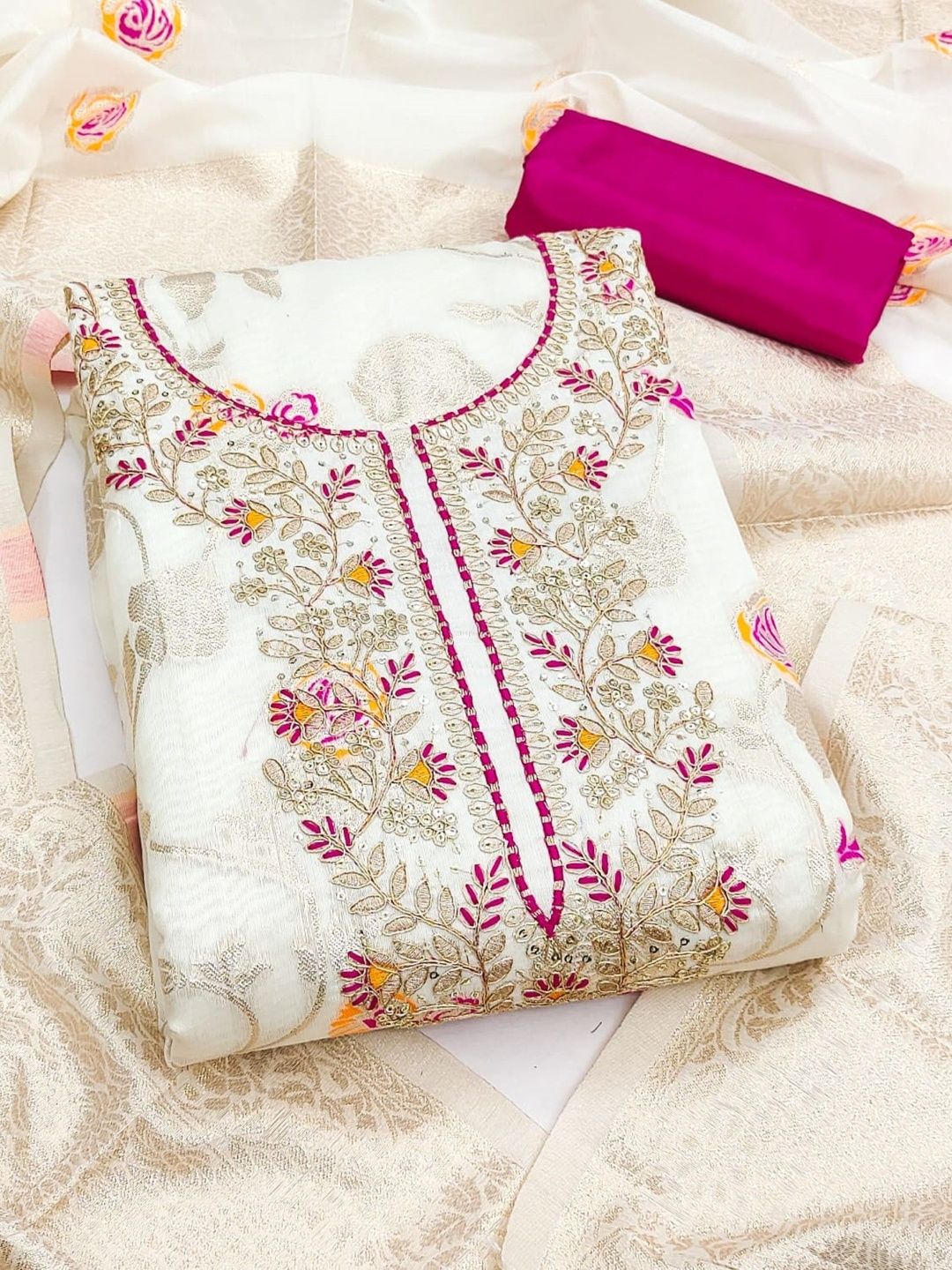 KALINI Embroidered Unstitched Dress Material