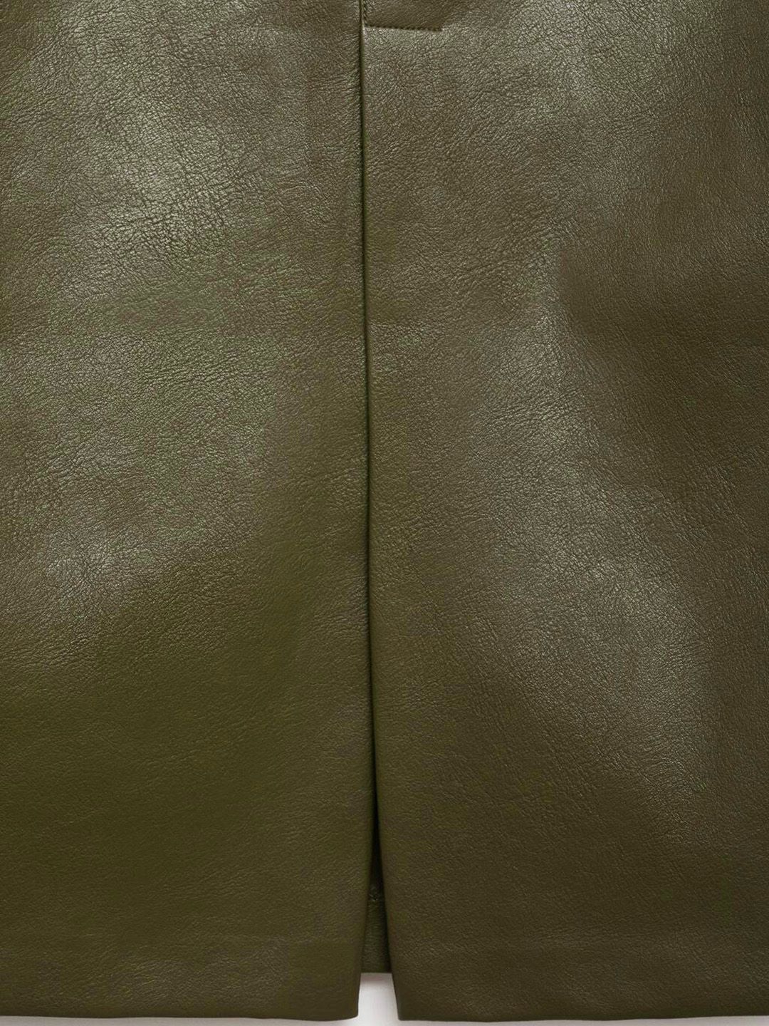 High Waist Faux Leather Paneled Midi Straight Skirt
