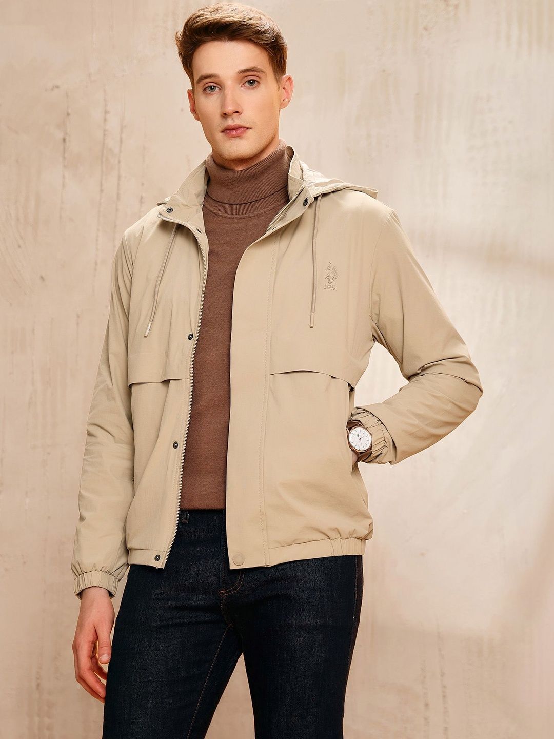 U.S. Polo Assn. Denim Co. Men Brand Logo Lightweight Sporty Jacket