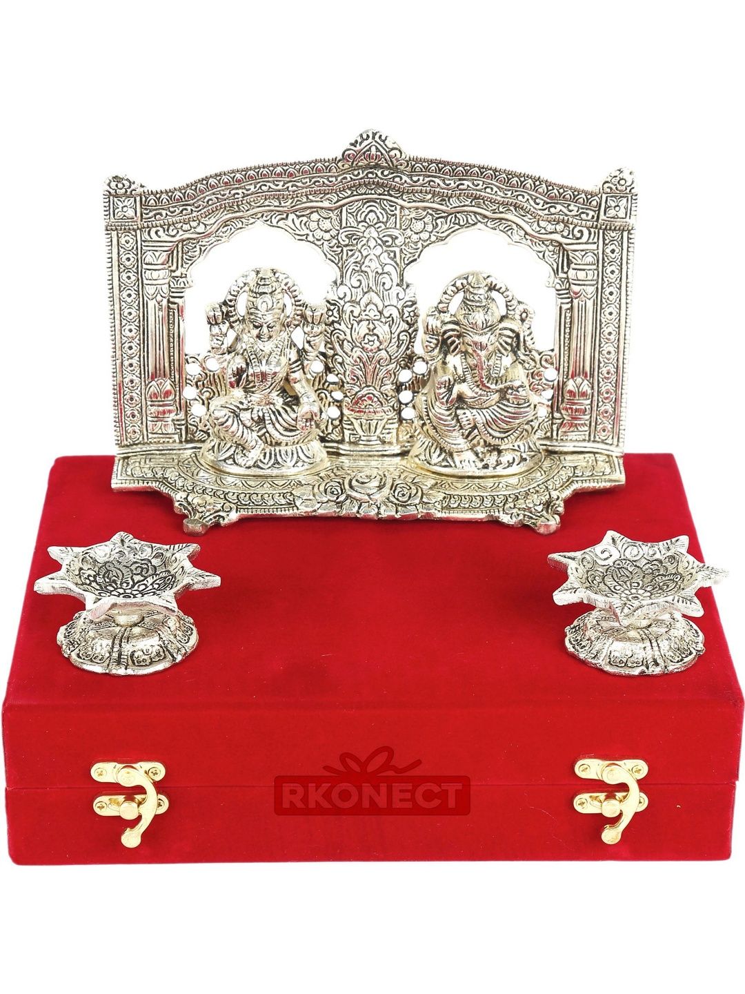 RKONECT Set Of 2 SIlver Diwali Home Gift Set For Family