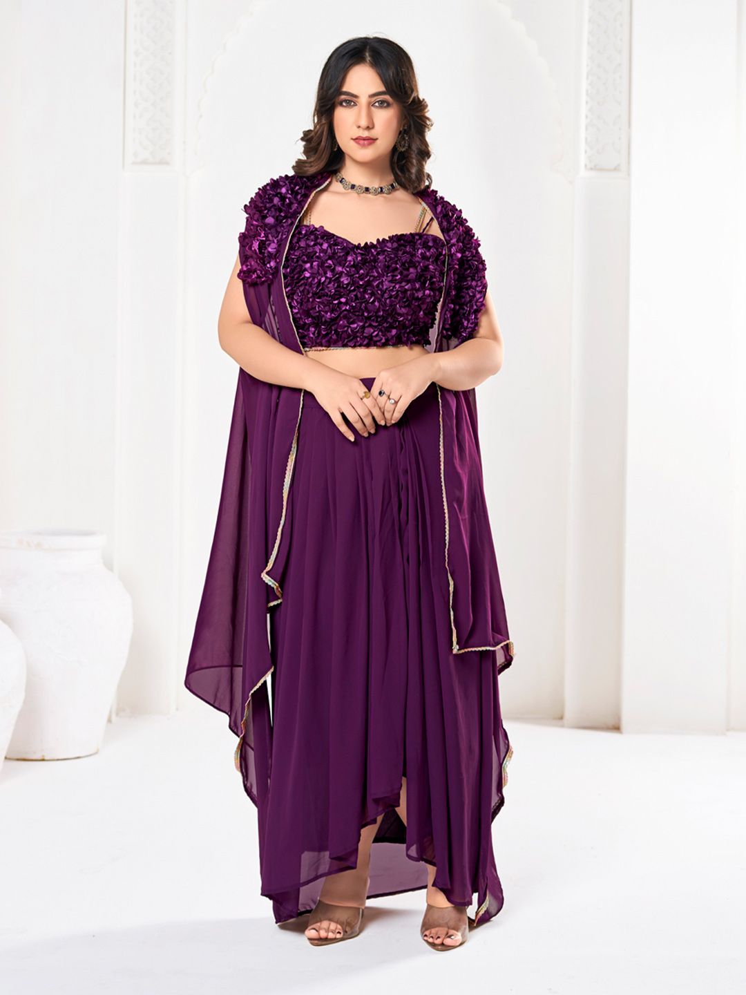 KALINI Embroidered Semi-Stitched Lehenga & Unstitched Blouse With Dupatta