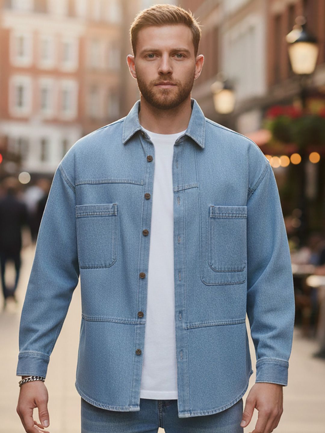 GENZILOOKS Men Woollen Denim Jacket