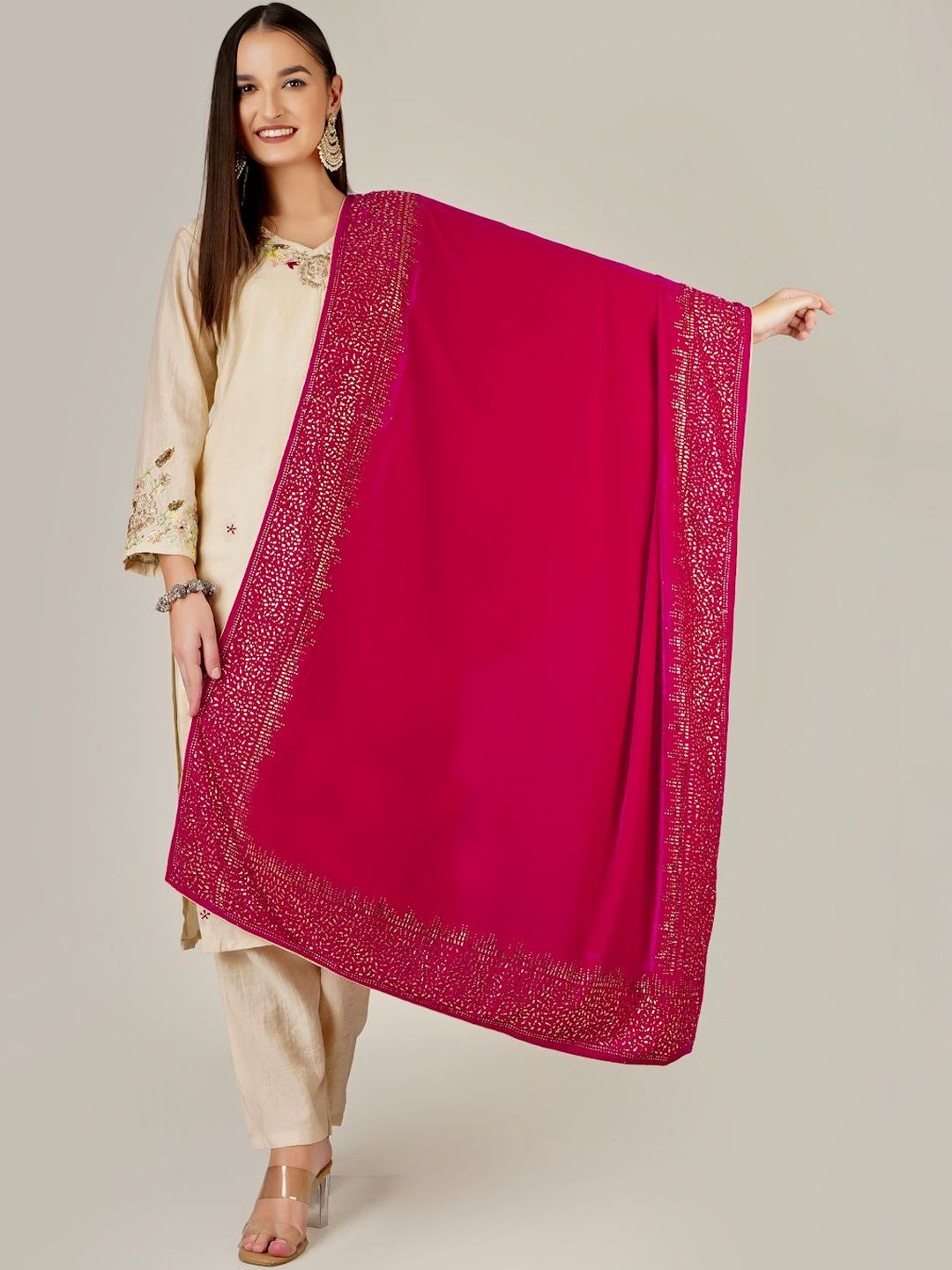 A R SILK DUPATTA HUB Velvet Dupatta with Mukaish