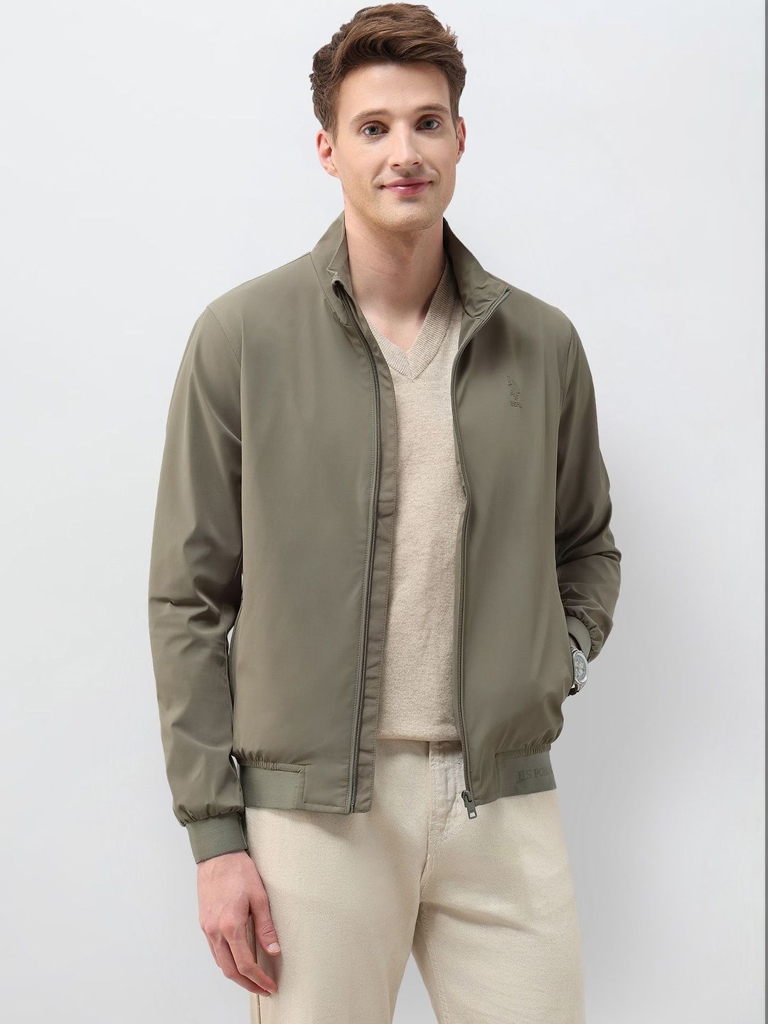U.S. Polo Assn. Men Brand Logo Lightweight Bomber Jacket