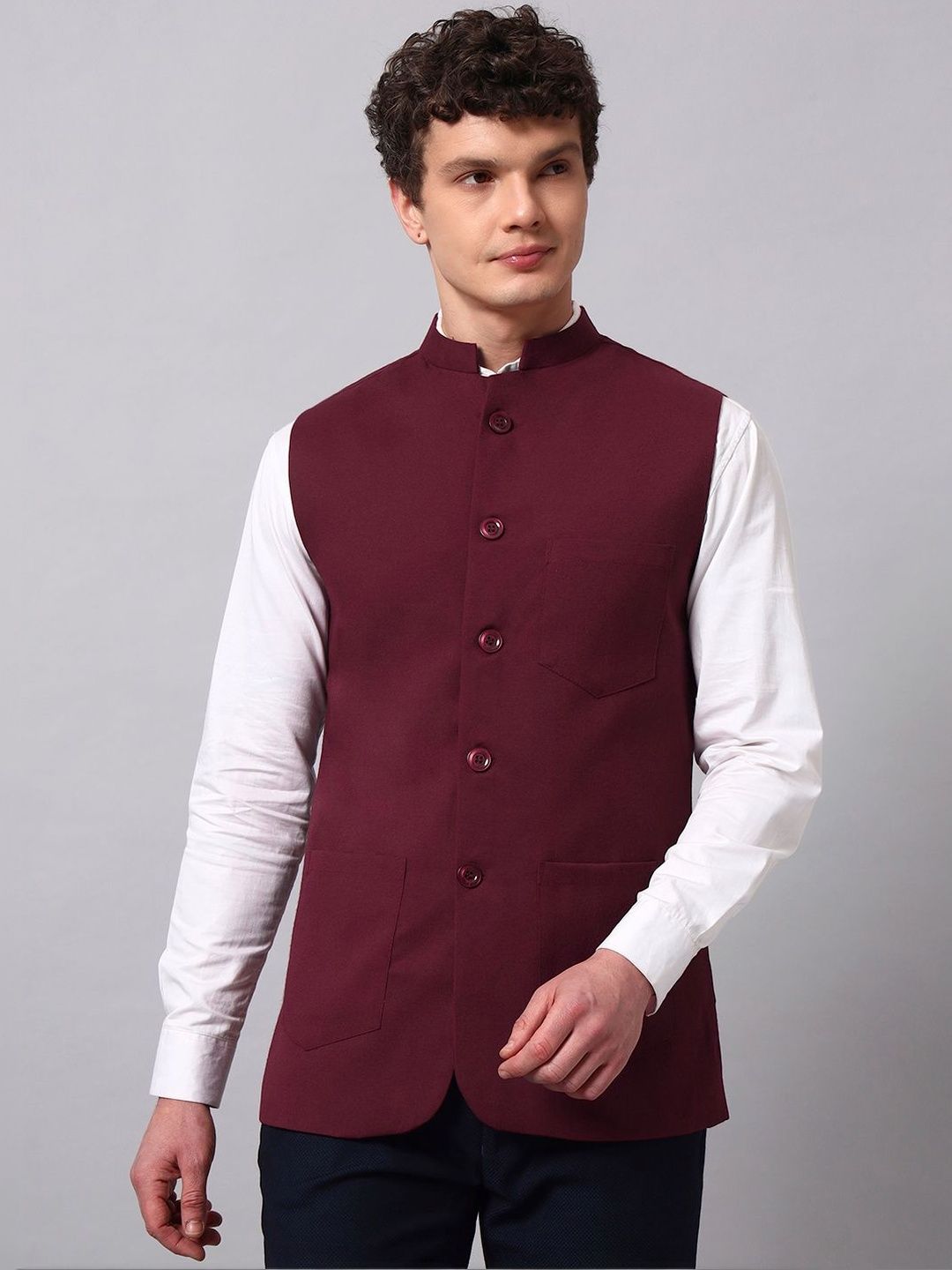 NATURE CRAFT Woven Nehru Jackets