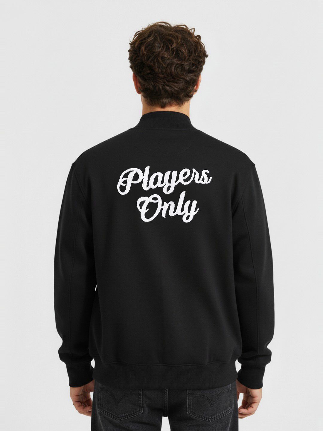 glitchez Typography Applique Relaxed Bomber Jacket