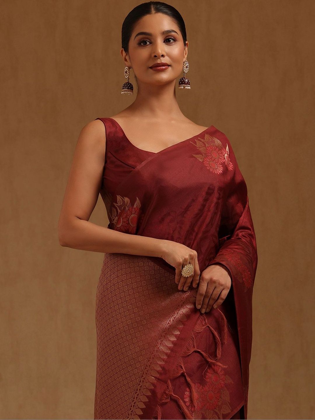 Woven Design Tussar Silk Blend Saree Soch Woven Design Zari Silk Blend Handloom Tussar Saree
