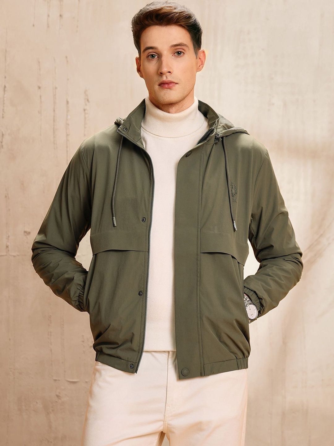U.S. Polo Assn. Denim Co. Men Brand Logo Lightweight Bomber Jacket