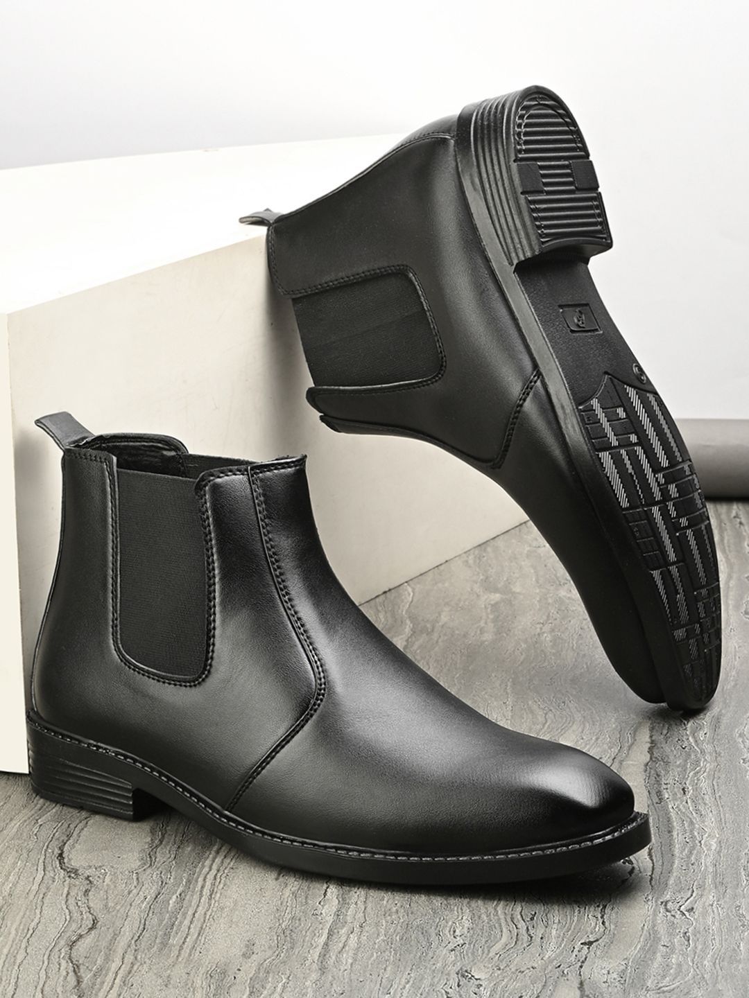 Buy HERE&NOW Men Square Toe Slip-On Chelsea Boots - Boots for Men