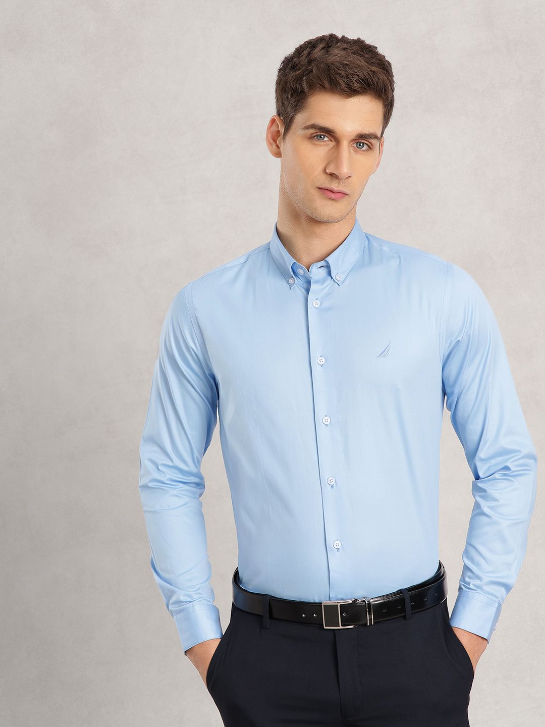 Nautica Pure Cotton Button-Down Collar Slim Fit Formal Shirt
