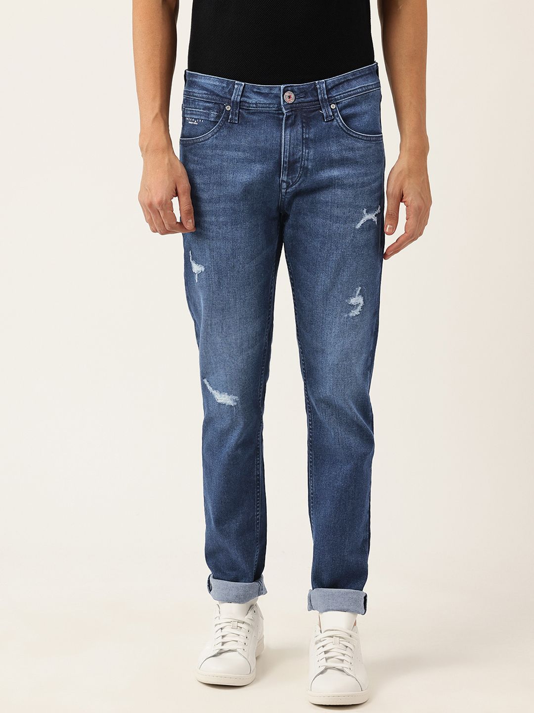 Integriti Men Smart Skinny Fit Low Distress Light Fade Stretchable Jeans