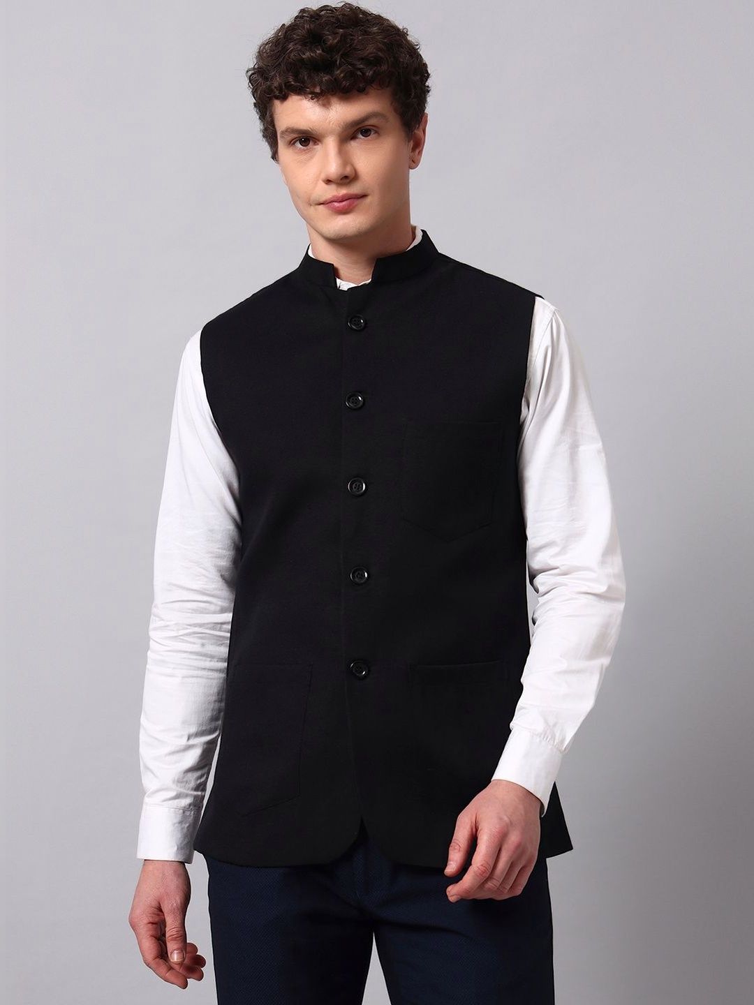 NATURE CRAFT Woven Nehru Jackets