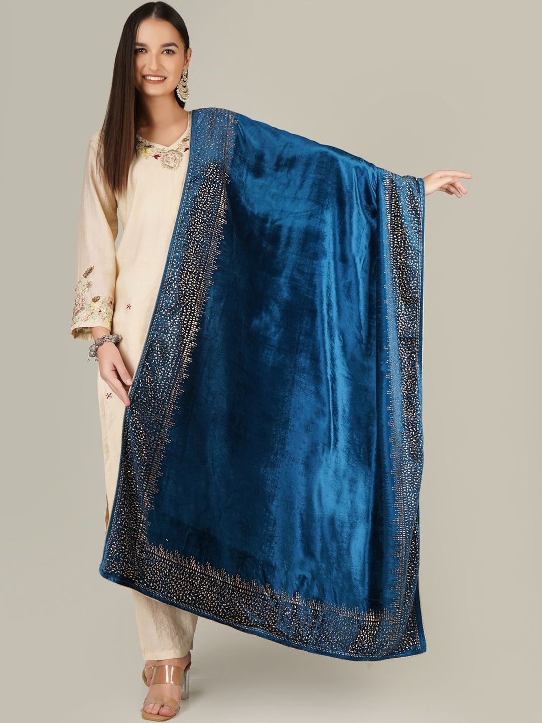 A R SILK DUPATTA HUB Velvet Dupatta with Mukaish