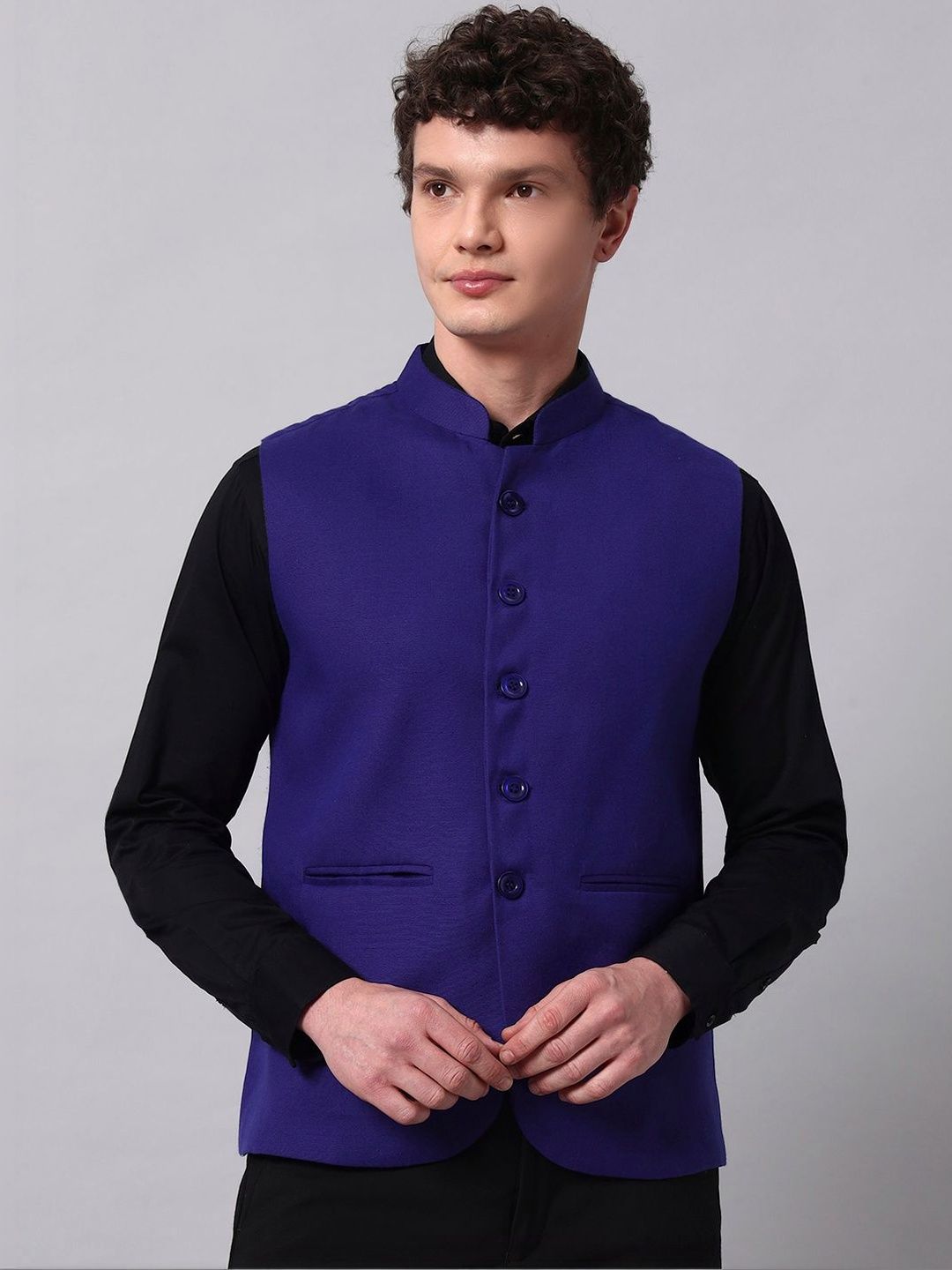 NATURE CRAFT Cotton Blend Woven Nehru Jackets