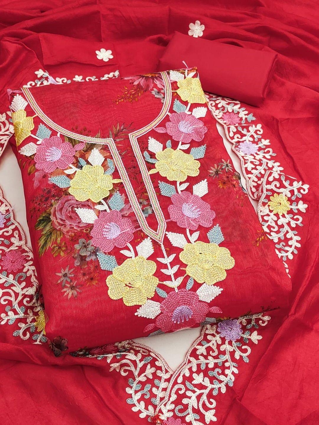 KALINI Embroidered Unstitched Dress Material