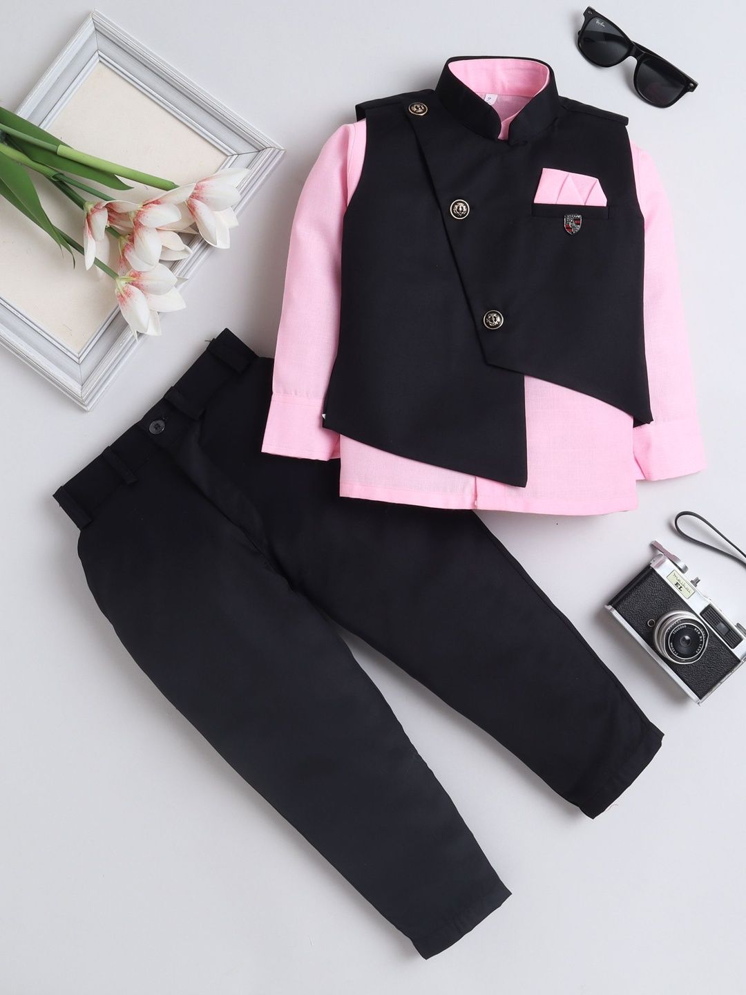 FOURFOLDS Boys Self-Design 3-Piece Suits