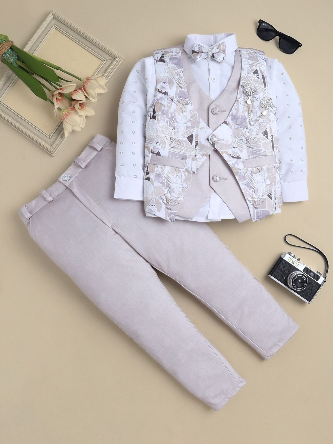 Sangria Boys 4-Pcs Abstract Embroidered with Sequins Suit Set