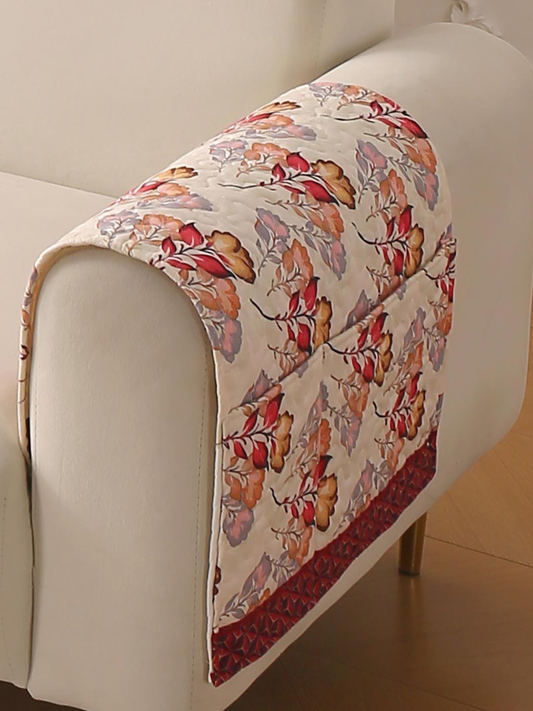 HOKIPO Autumn Cream Florentina Velvet Sofa Arm Cover 2 Pc
