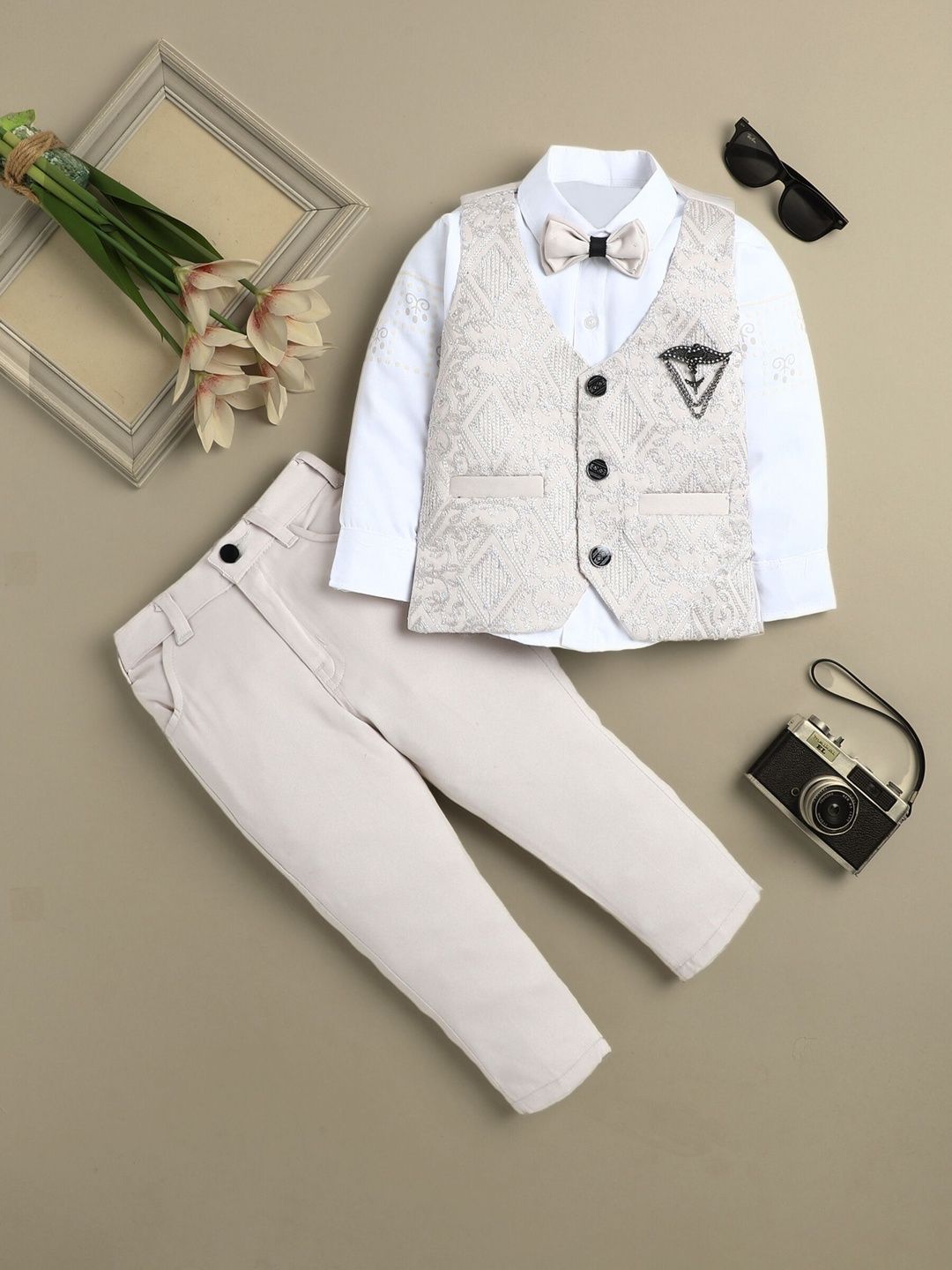 Sangria Boys Embellished & Embroidered Single Breasted 4-Pcs Suits