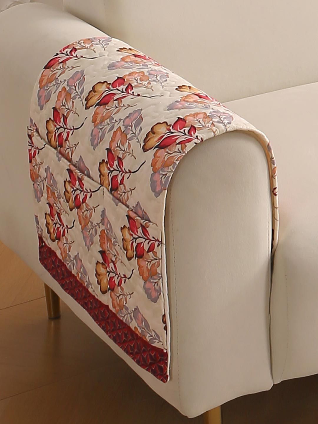 HOKIPO Autumn Cream 'Florentina Series' Printed Holland Velvet Sofa Armrest Covers